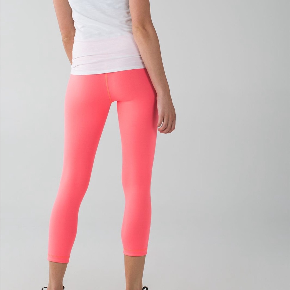 Lululemon Wunder Under Crop Reversible Leggings Size 2 Grapefruit / Slate